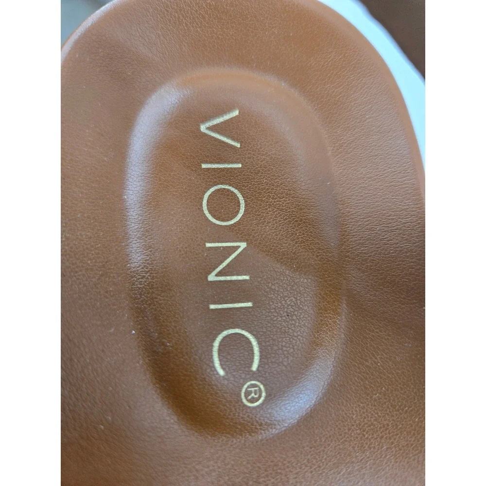 Vionic Jamie Tan Leather Platform Ankle Strap Lug Sole Sandals Womens 8.5